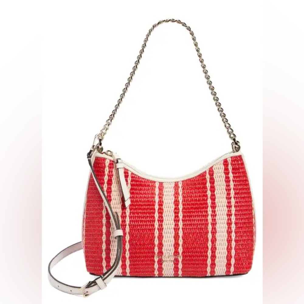 🔥🔥🔥Kate Spade Zippy Straw Woven Wicker Chain Shoulder Bag Crossbody Bag